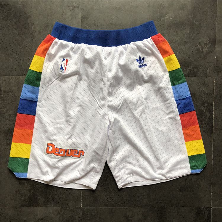 Men NBA Denver Nuggets White Adidas Shorts 0416->houston rockets->NBA Jersey